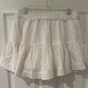 White summer Loveshack Fancy like skirt w shorts under size large